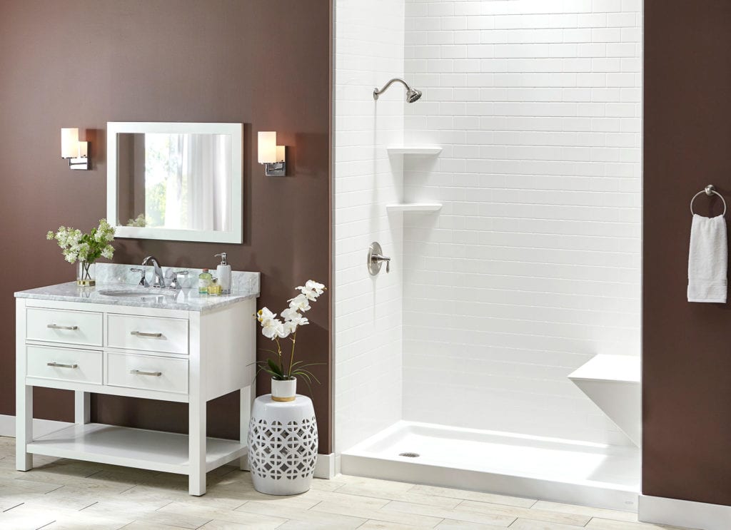 walk in shower with bench