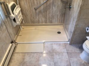 Bathroom contractor finished a walk-in shower remodel in nassau and suffolk county